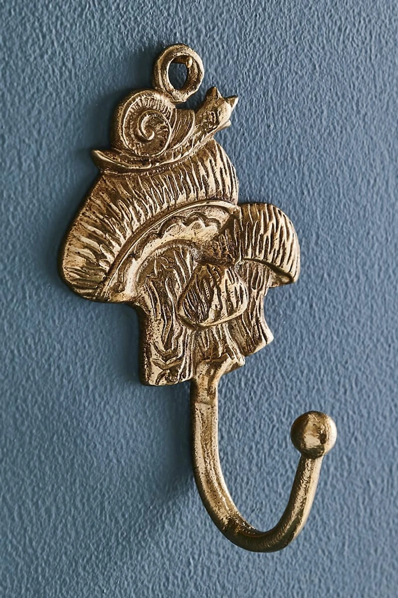 Gold Snail Mushroom Wall Hook