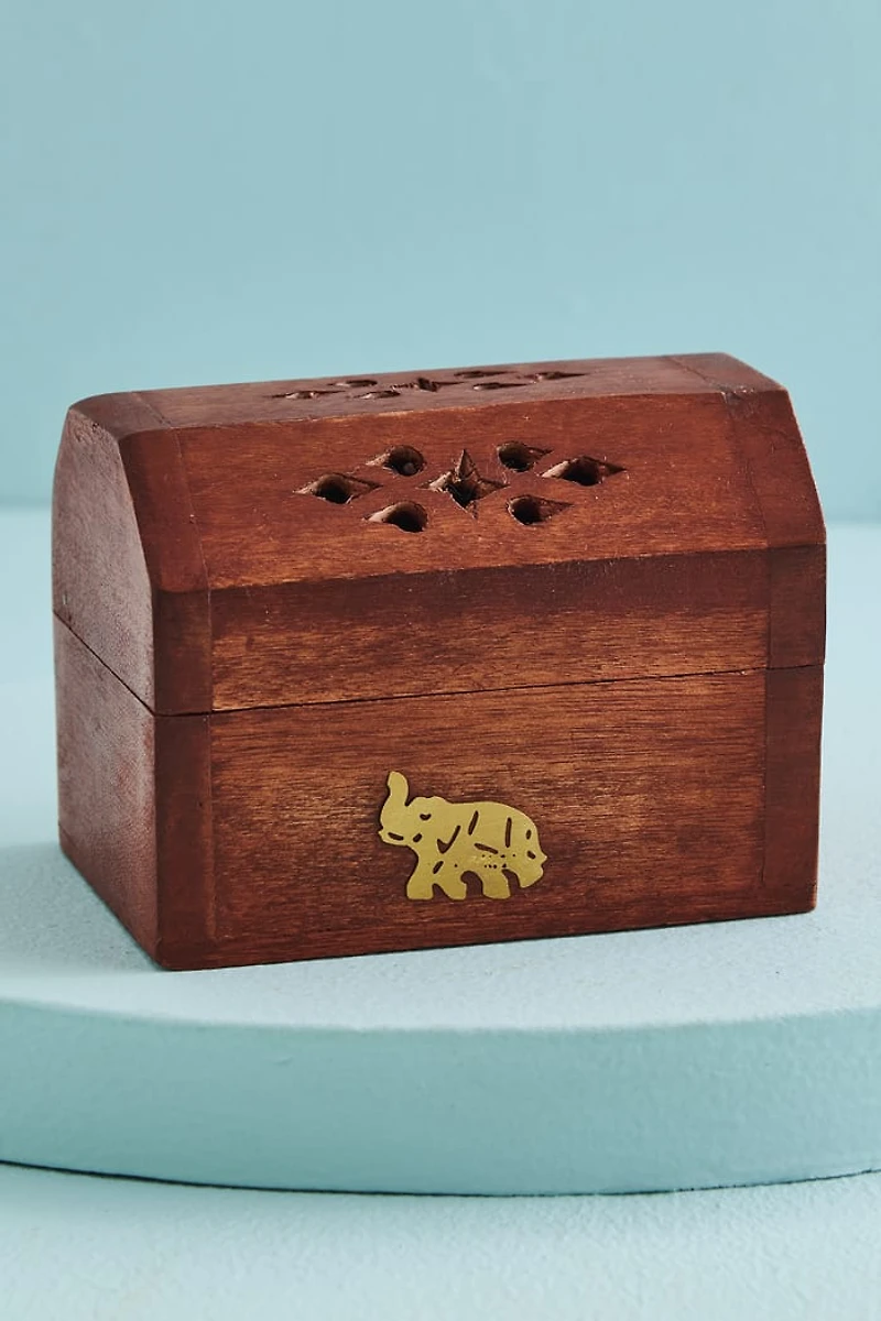 Elephant Mini Wood Incense Cone Box