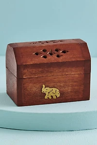 Elephant Mini Wood Incense Cone Box