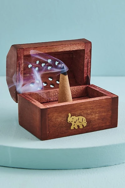 Elephant Mini Wood Incense Cone Box