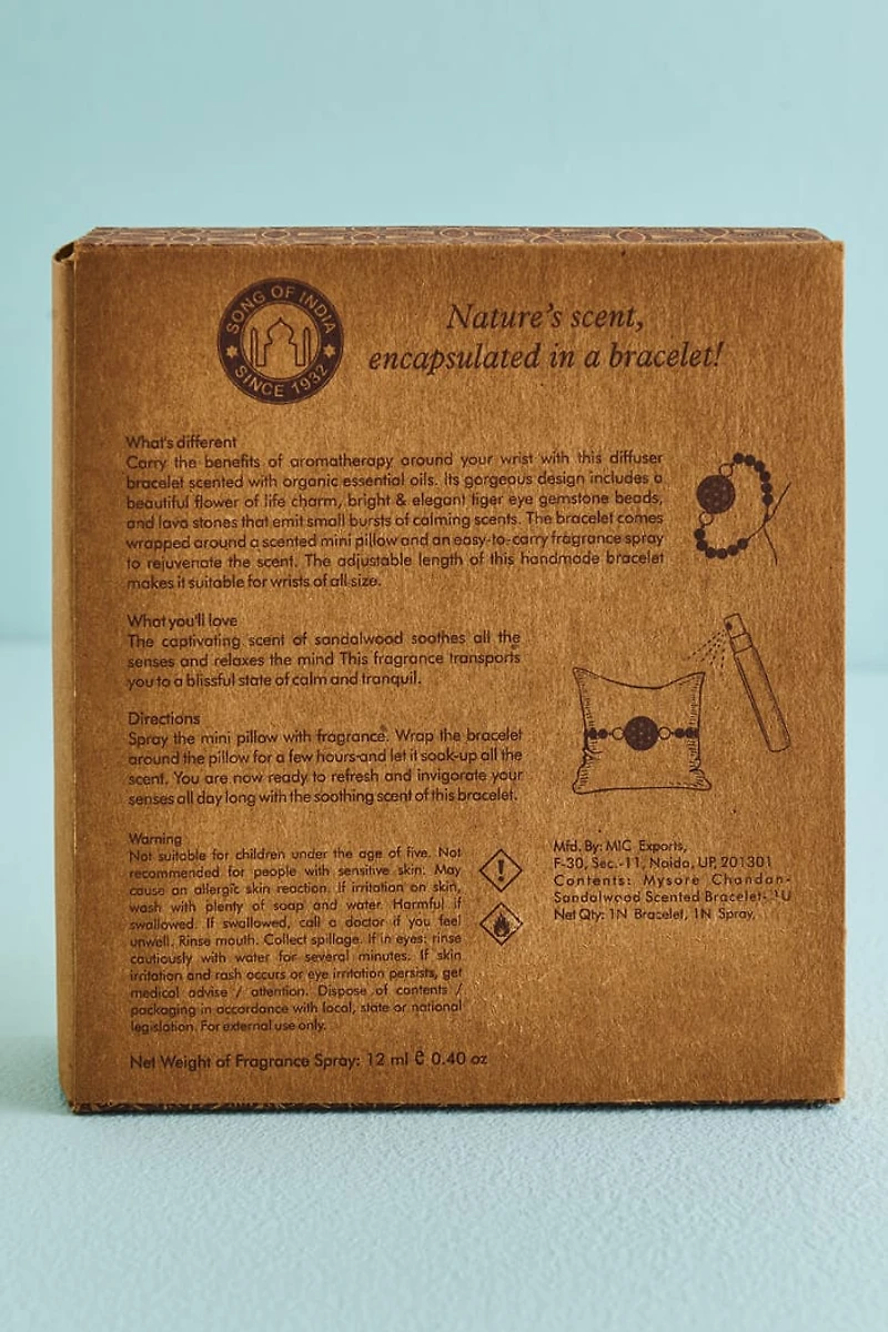 Sandalwood boho Scented Set - Organic Bracelet & Fragrance Spray