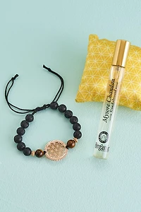 Sandalwood boho Scented Set - Organic Bracelet & Fragrance Spray