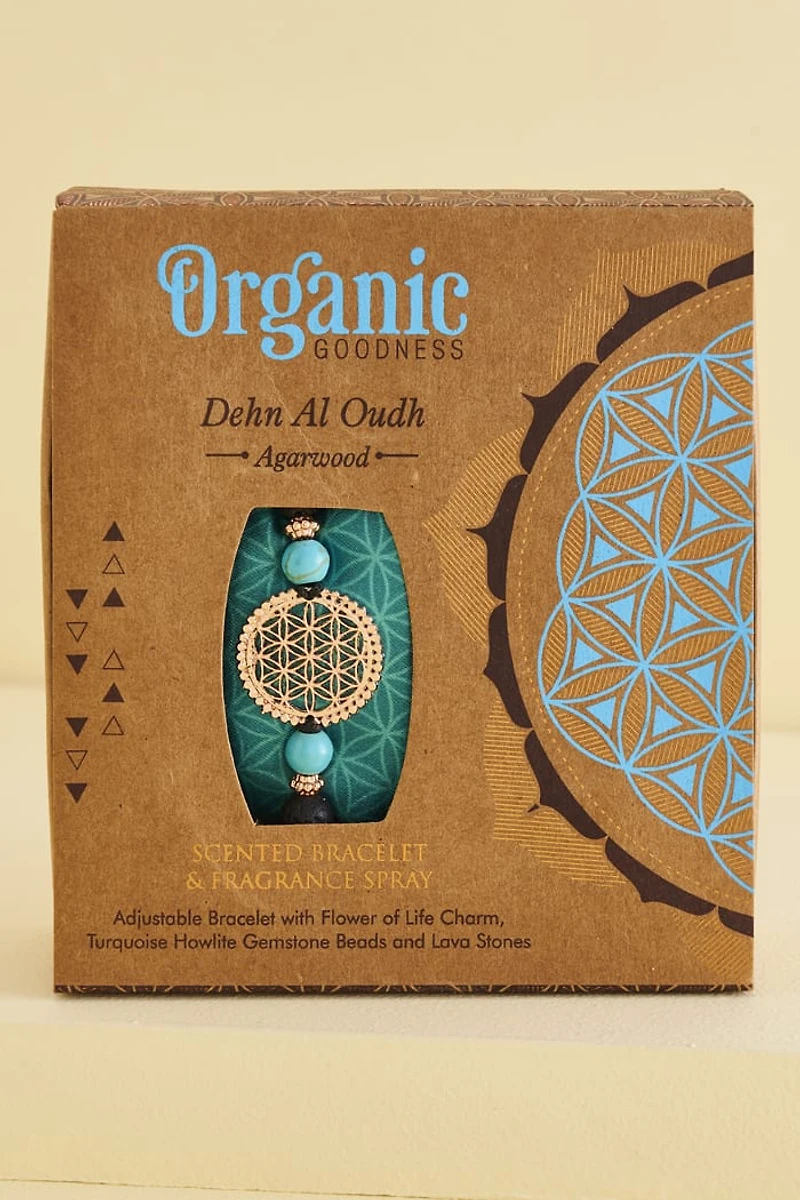 Agarwood Organic Goodness Scented Bracelet and Fragrance Spray Set - boho Aromas