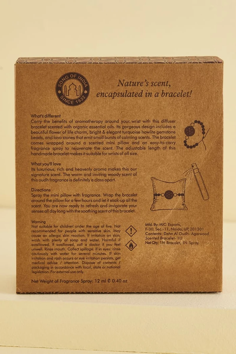 Agarwood Organic Goodness Scented Bracelet and Fragrance Spray Set - boho Aromas