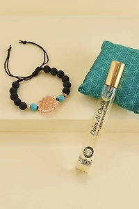 Agarwood Organic Goodness Scented Bracelet and Fragrance Spray Set - boho Aromas