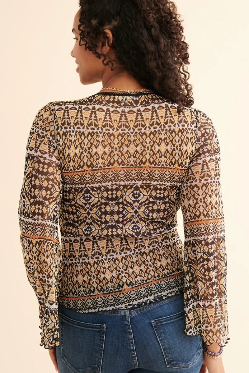 Buy Yellow Geo Mesh Long Sleeve Shirt Online at Earthbound Trading