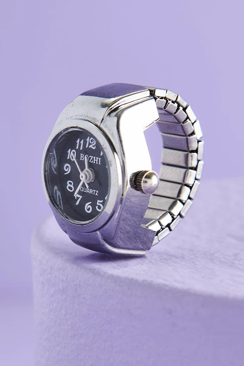 Silver Mini Stretch Watch Ring