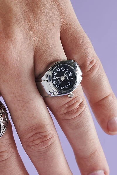 Buy Silver Mini Watch Stretch Ring - Vintage boho Hippie Jewelry