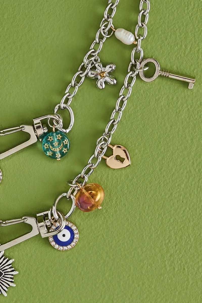 Buy boho Silver Double Layered Charm Necklace Online at Earthbound Trading