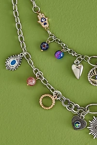 Buy boho Silver Double Layered Charm Necklace Online at Earthbound Trading