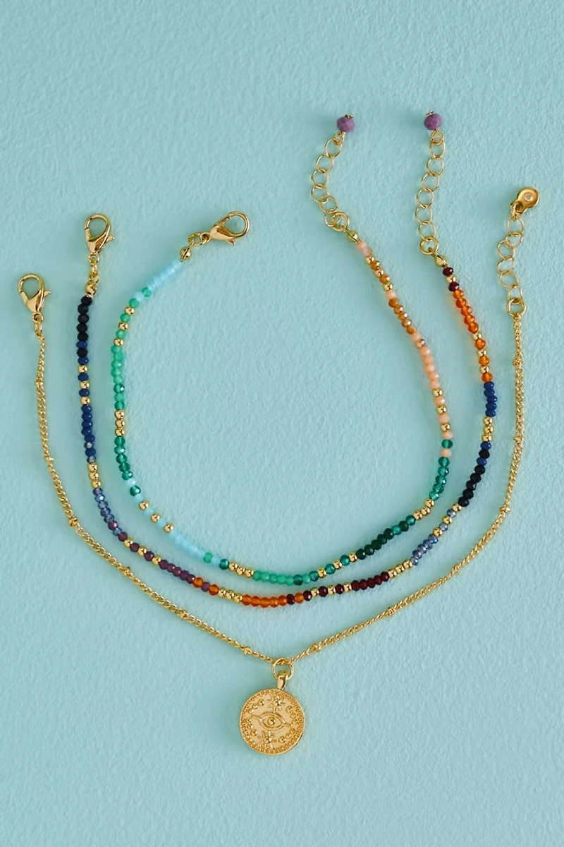 Buy Gold Coin Mini Beaded Anklet Set Online at Earthbound Trading