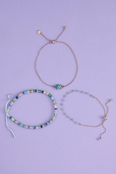 Multi Turquoise Beach Anklet Set