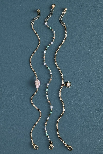 Pink Pastel Shell Beach Anklet Set
