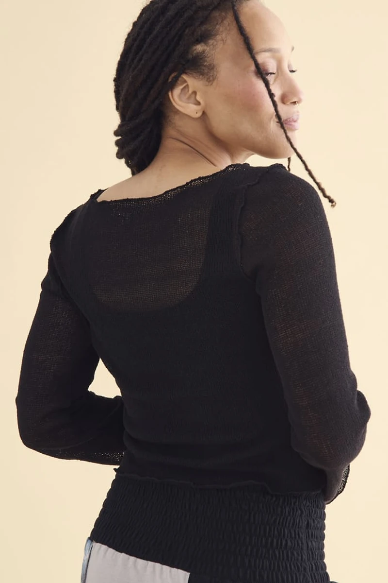 Black Mesh Panel Sweater