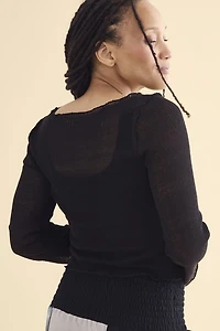 Black Mesh Panel Sweater