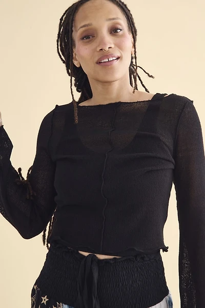 Black Mesh Panel Sweater