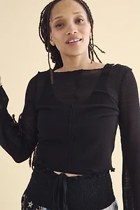 Black Mesh Panel Sweater