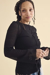Black Mesh Panel Sweater