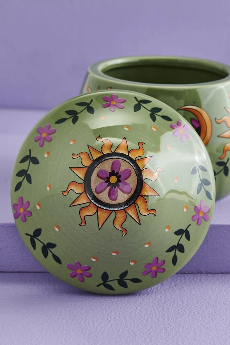 Buy Green Floral Sun Mushroom Trinket Jar Online at Earthbound Trading
