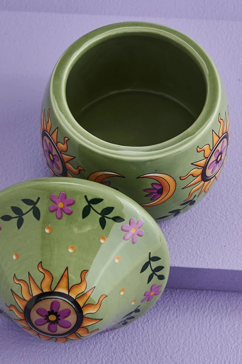 Buy Green Floral Sun Mushroom Trinket Jar Online at Earthbound Trading