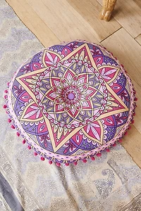 Pink Stained Glass Pom Meditation Pouf
