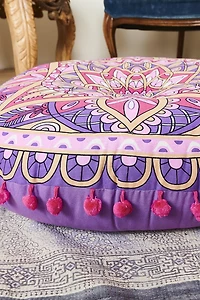 Pink Stained Glass Pom Meditation Pouf