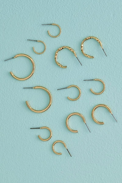 Solid Gold Twisted Hoop Earring Set