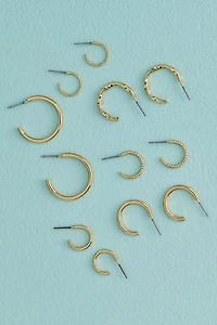 Solid Gold Twisted Hoop Earring Set