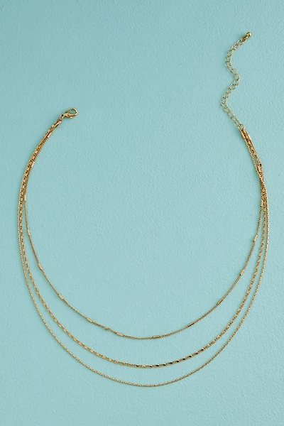 Gold Dainty Basic Triple Layered Chain Necklace