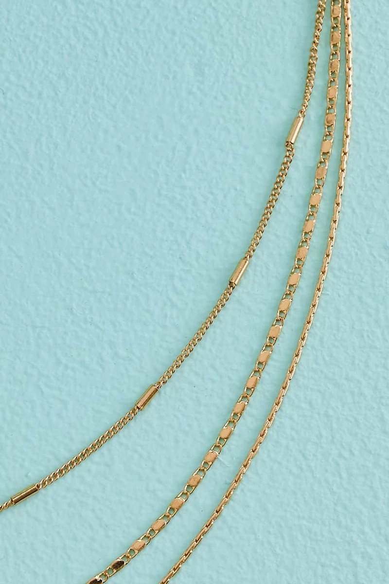 Gold Dainty Basic Triple Layered Chain Necklace