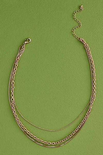 Gold Basic Triple Layered Chain Necklace