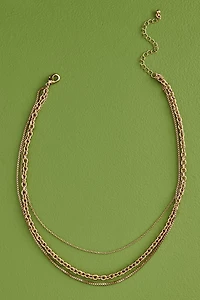 Gold Basic Triple Layered Chain Necklace