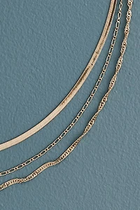Gold Snake Chain Triple Layered Necklace