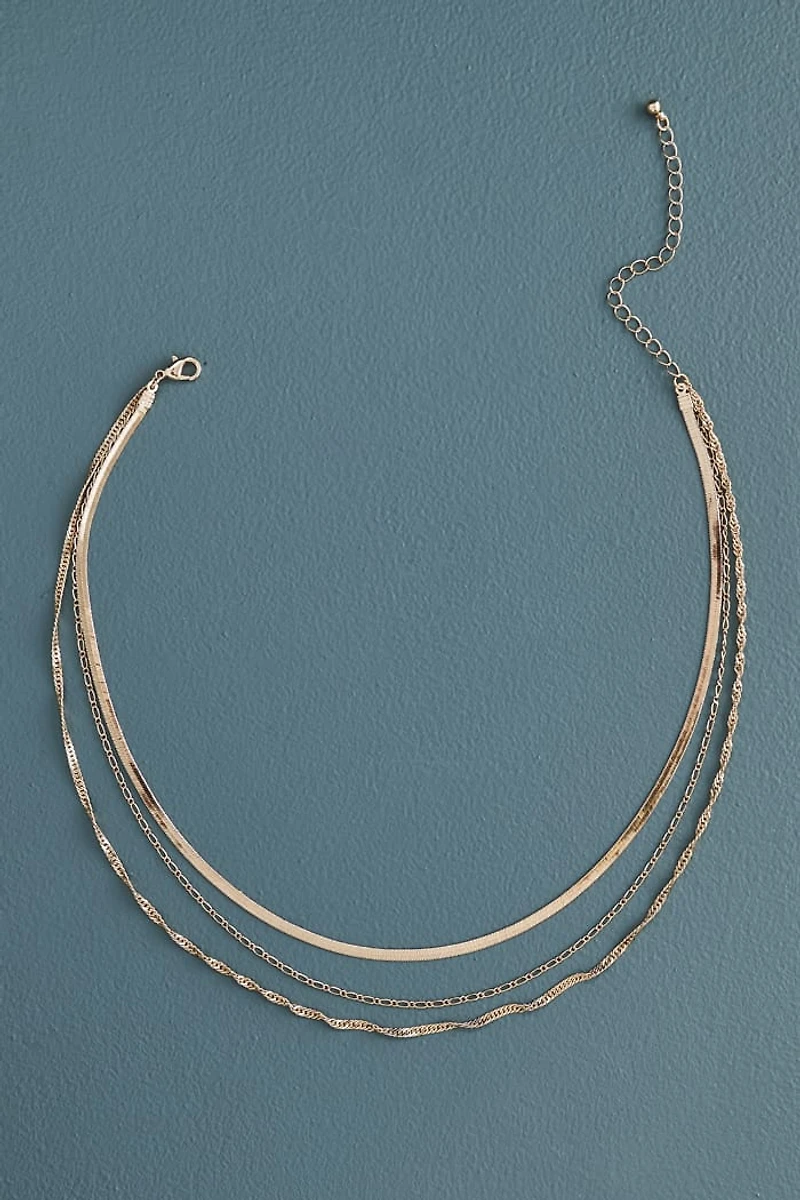 Gold Snake Chain Triple Layered Necklace