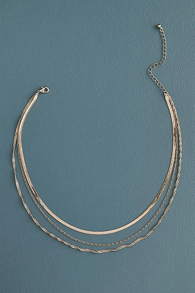 Gold Snake Chain Triple Layered Necklace