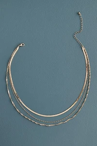 Gold Snake Chain Triple Layered Necklace