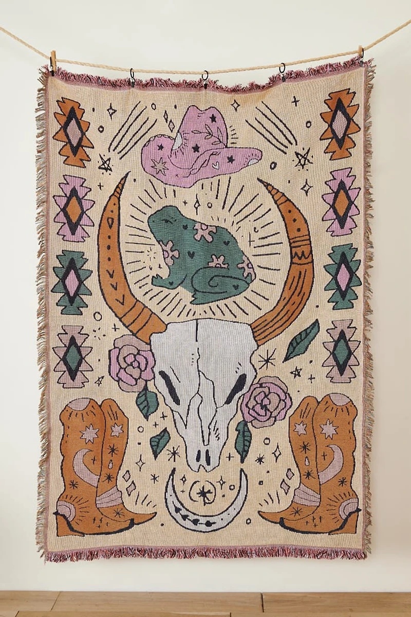 Western Frog Woven Throw Blanket
