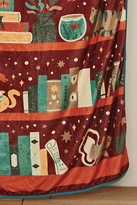 Whimsical Bookshelf Throw Blanket
