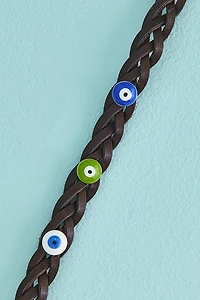 Brown Braided Mini Evil Eye Bracelet