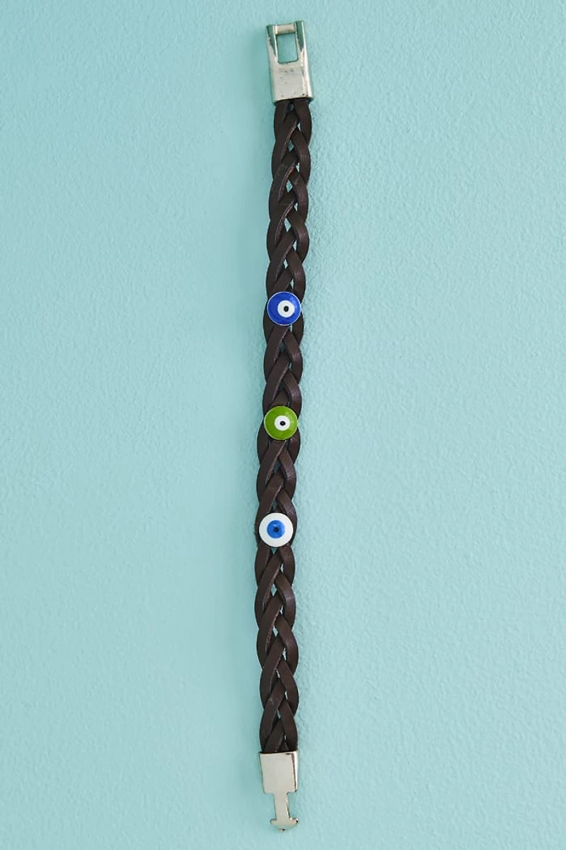 Brown Braided Mini Evil Eye Bracelet