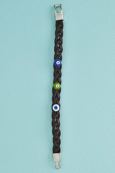 Brown Braided Mini Evil Eye Bracelet