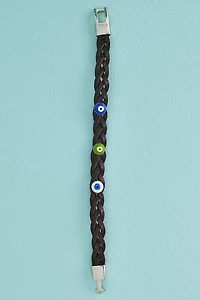 Brown Braided Mini Evil Eye Bracelet