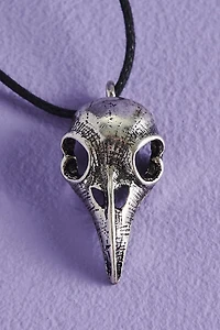 Silver Bird Skull Cord Necklace