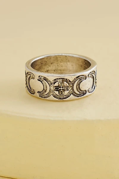 Silver Flower Moon Phase Ring