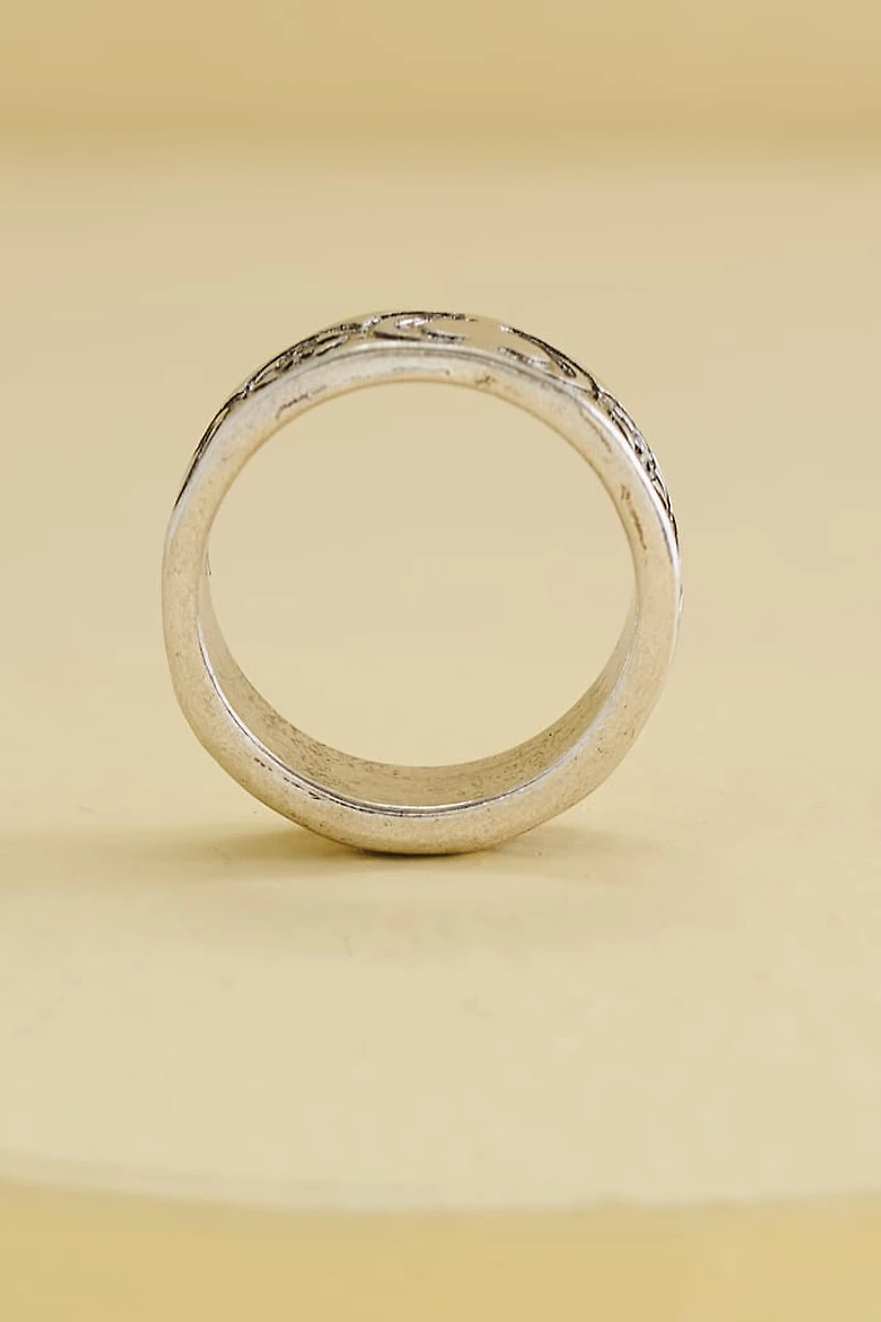Silver Flower Moon Phase Ring