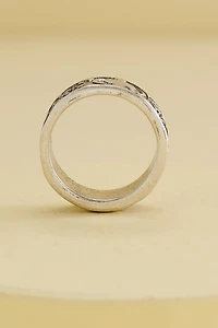Silver Flower Moon Phase Ring