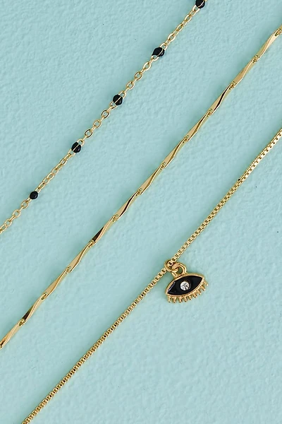 Gold Black Evil Eye Anklet Set