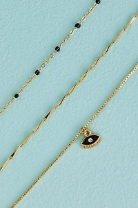 Gold Black Evil Eye Anklet Set