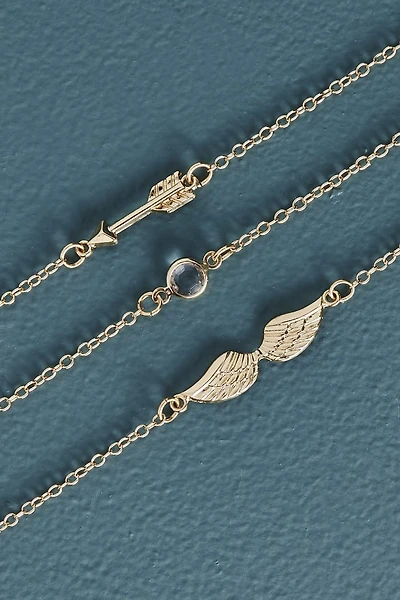 Gold Angel Wing Layered Anklet