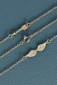 Gold Angel Wing Layered Anklet